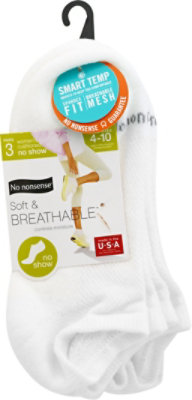 No nonsense Socks Soft & Breathable No Show Cushioned White Size 4-9 - 3 Count - Image 2