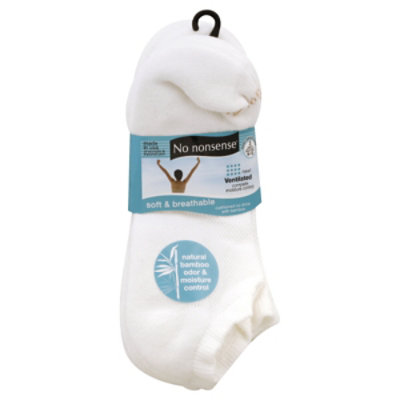 No nonsense Socks Soft & Breathable No Show Cushioned White Size 9-12 - 3 Count