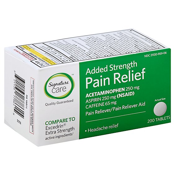 Signature Care Pain Relief Tablet Acetaminophen 250mg Added Strength - 200 Count