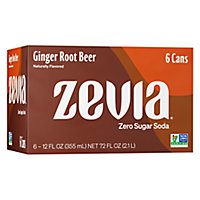 Zevia Zero Sugar Ginger Root Beer Soda - 6-12 Fl. Oz. - Image 1