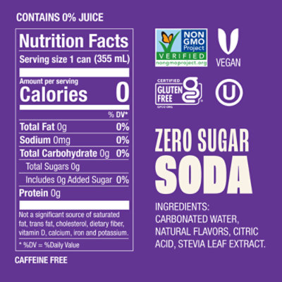 Zevia Zero Sugar Grape Soda - 6-12 Fl. Oz. - Image 3