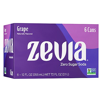 Zevia Zero Sugar Grape Soda - 6-12 Fl. Oz. - Image 1