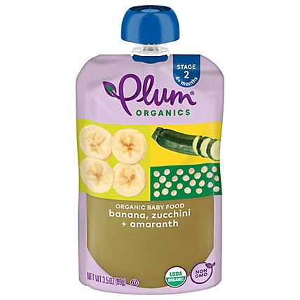 Plum Organics Organic Baby Food 2 (6 Months & up) Yum Zucchini Banana & Amaranth - 3.5 Oz - Image 2