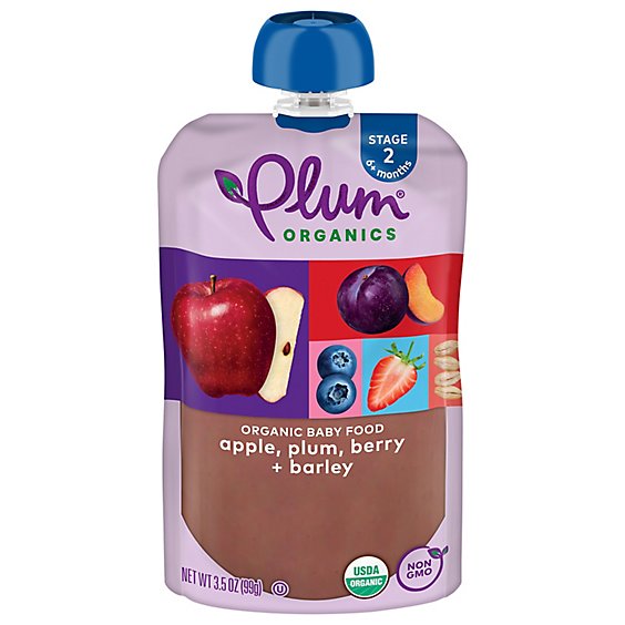 Plum Organics Baby Food Stage 2 Fruit & Grain Plum Berry & Barley - 3.5 Oz
