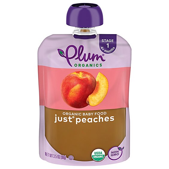 Plum Organics Baby Food Stage 1 Just Peaches - 3.17 Oz