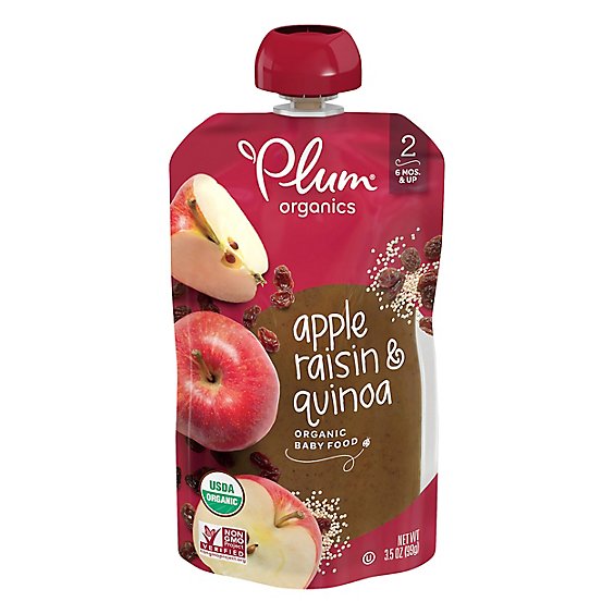 Plum Organics Baby Food Stage 2 Fruit & Grain Apple Raisin & Quinoa - 3.5 Oz