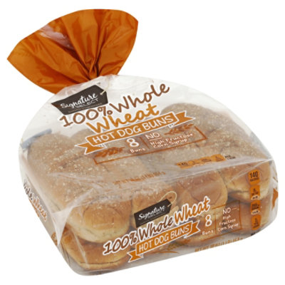 Signature SELECT Buns Hot Dog 100% Whole Wheat 8 Count - 16 Oz