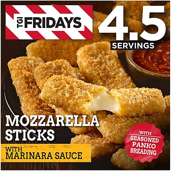 TGI Fridays Mozzarella Sticks Frozen Snacks with Marinara Sauce Box - 17.4 Oz
