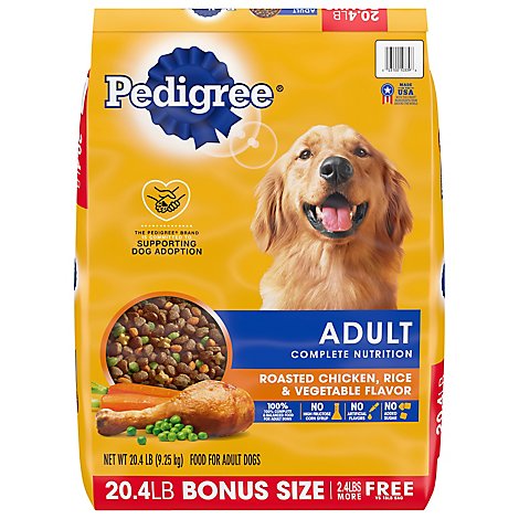 Pedigree Adult Dry Dog Food  Complete Nutrition Roasted Chicken Rice & Vegetable - 20.4 Lb