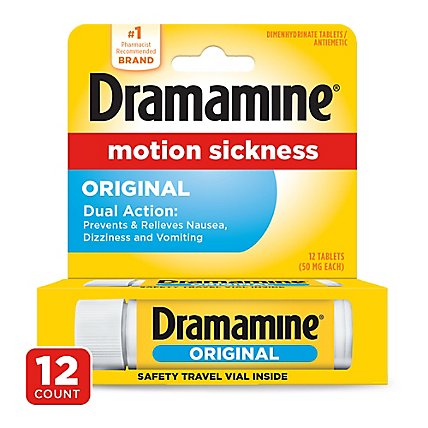 Dramamine Motion Sickness Relief 50mg Tablets Original Formula - 12 Count - Image 2