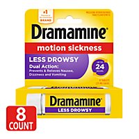 Dramamine Motion Sickness Relief Tablets Less Drowsy Formula - 8 Count - Image 1