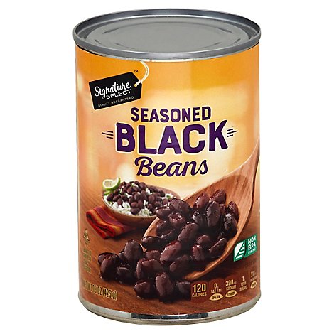 Signature SELECT Beans Black With Garlic Onion & Spices - 15 Oz