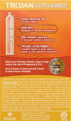 Trojan Ultra Ribbed Premium Lubricated Condoms - 12 Count - Image 4