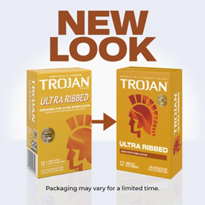 Trojan Ultra Ribbed Premium Lubricated Condoms - 12 Count - Image 2
