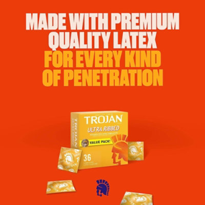 Trojan Ultra Ribbed Premium Lubricated Condoms - 12 Count - Image 4