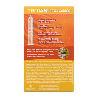 Trojan Ultra Ribbed Premium Lubricated Condoms - 12 Count - Image 5