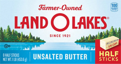 Land O Lakes Unsalted Butter in Half Sticks Pack - 8 - 1 Lb