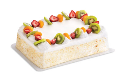 tres leches birthday cake with fruit