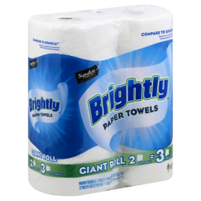 Signature SELECT Paper Towels Brightly Lint Free Shine Giant Roll 2 Ply  Wrap - 2 Count