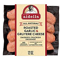 Aidells Smoked Chicken Sausage Links Roasted Garlic Gruyere Cheese 4 Count - 12 Oz - Image 1