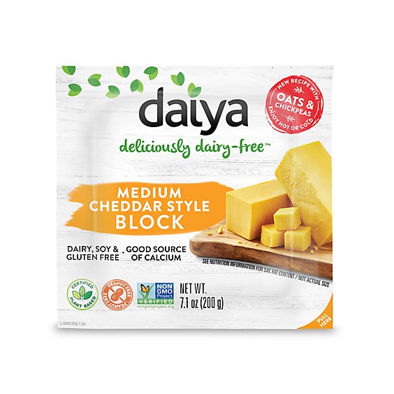Daiya Dairy Free Medium Cheddar Style Vegan Cheese Block - 7.1 Oz