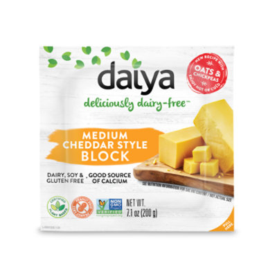 Daiya Dairy Free Medium Cheddar Style Vegan Cheese Block 71 Oz Shaws 