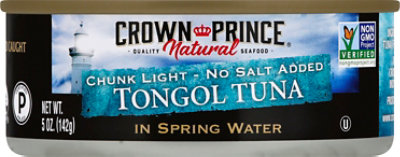 Crown Prince Tuna Tongol Chunk Light in Spring Water No Salt Added - 5 Oz - Image 2