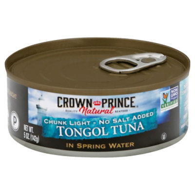 Crown Prince Tuna Tongol Chunk Light in Spring Water No Salt Added - 5 ...