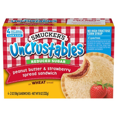 Smuckers Uncrustables Sandwiches Whole Wheat Reduced Sugar Peanut Butter & Strawberry - 4-2 Oz - Image 3