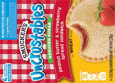 Smuckers Uncrustables Sandwiches Whole Wheat Reduced Sugar Peanut Butter & Strawberry - 4-2 Oz - Image 6