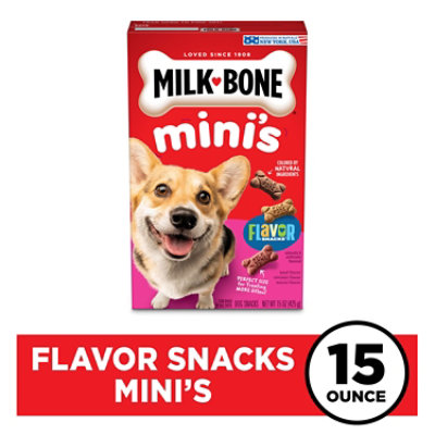 Milk-Bone Flavor Snacks Dog Snacks For All Sizes Minis Beef Chicken Bacon Flavor - 15 Oz - Image 1