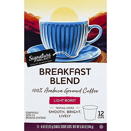 Signature SELECT Coffee Pods Single Serve Light Roast Breakfast Blend - 12-0.42 Oz - Image 2