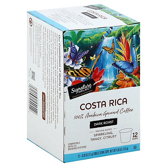 Signature SELECT Coffee Pods Dark Roast Costa Rica - 12-0.39 Oz