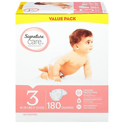 Signature Care Premium Baby Diapers Size 3 - 180 Count - Image 3