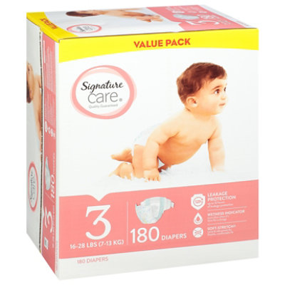 Signature Select/Care Premium Baby Diapers Size 3 - 180 Count - Image 1