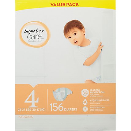 Signature Care Premium Baby Diapers Size 4 - 156 Count - Image 2