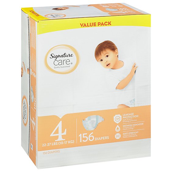 Signature Care Premium Baby Diapers Size 4 - 156 Count