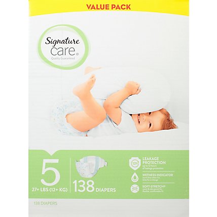 Signature Care Premium Baby Diapers Size 5 - 138 Count - Image 2