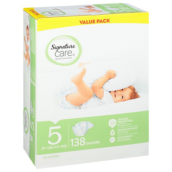 Signature Care Premium Baby Diapers Size 5 - 138 Count
