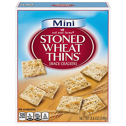 Red Oval Farms Stoned Wheat Thins Crackers Wheat Mini - 8.8 Oz - Image 1