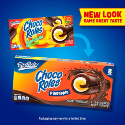 Marinela Choco Roles Pineapple and Creme Filled Snack Cakes with Chocolate Coating - 8 Count - Image 4