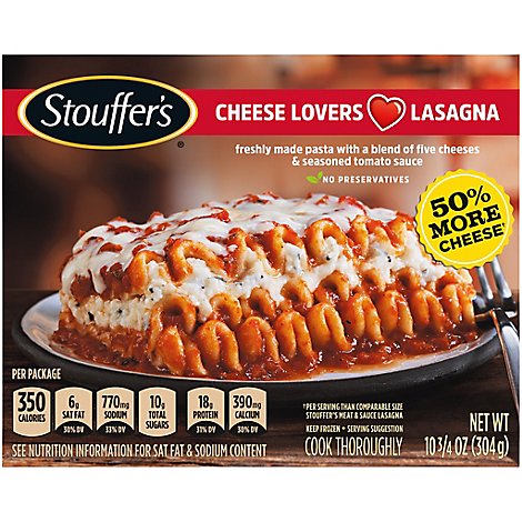 Stouffer's Cheese Lovers Lasagna Frozen Meal - 10.75 Oz