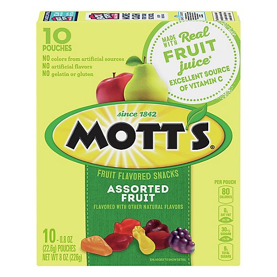 Motts Fruit Flavored Snacks Medleys Assorted Fruit Pear & Apple Juice Concentrates - 10-0.8 Oz