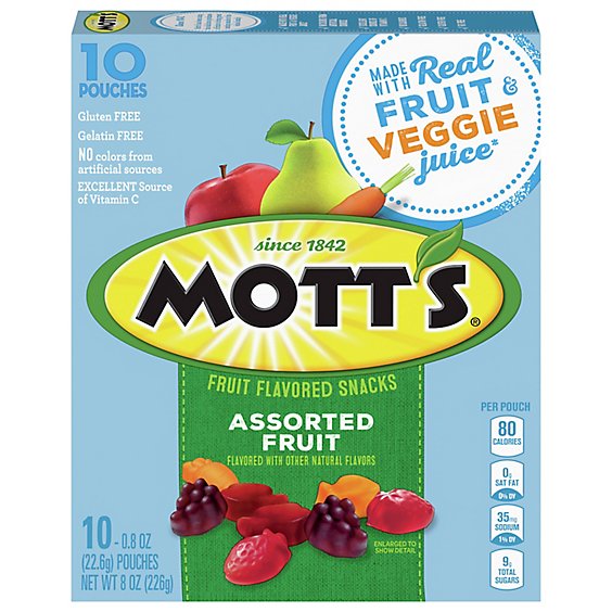 Motts Fruit Flavored Snacks Medleys Assorted Fruit - 10-0.8 Oz