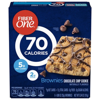 Fiber One Brownies 90 Calories Chocolate Chip Cookie Bar - 6-0.89 Oz - Image 1