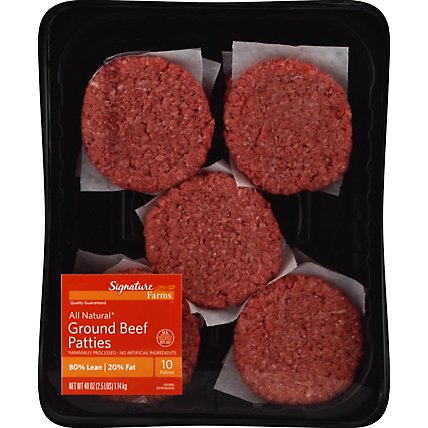 Signature Farms Beef Ground Beef Patties 80% Lean 20% Fat 10 Count - 2.5 Lb - Image 2