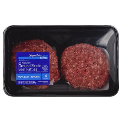 Signature Farms Ground Beef Hamburger Patties 90% Lean 10% Fat 4 Count ...