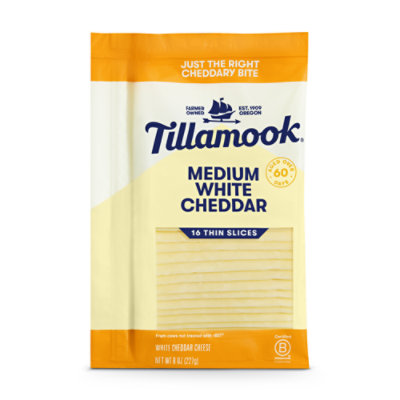 Tillamook Farmstyle Thick Cut Medium White Cheddar Cheese Slices 8 ...