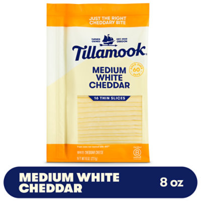 Tillamook Medium White Cheddar Thin Slices Cheese 16 Count - 8 Oz - Image 1