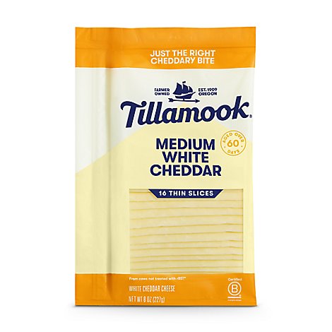 Tillamook Vintage White Deli Sliced Cheddar Cheese All Natural - 8 Oz